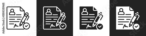 Applicant Line And Solid Icon In White And Black Background
