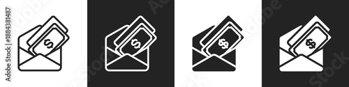 Salary Line And Solid Icon In White And Black Background