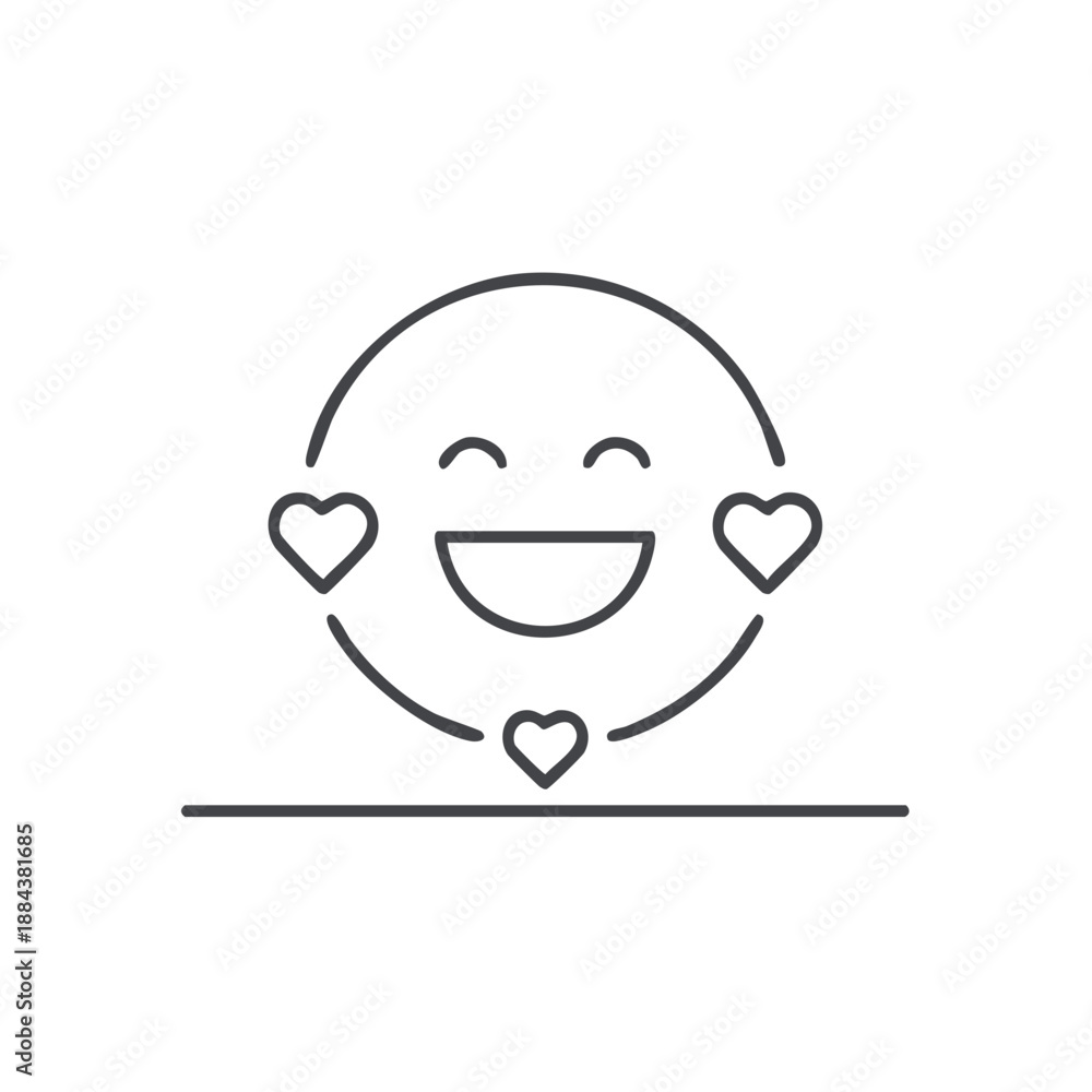 Obraz premium Smiling emoji face with heart icons circling around