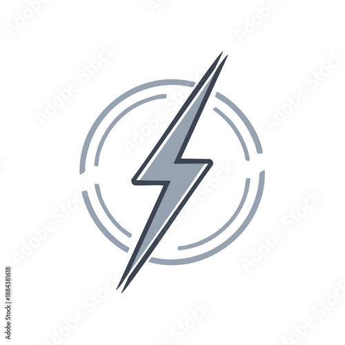 Abstract graphic of a lightning bolt symbol in a circle on white. Energy and power vector