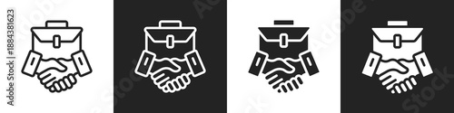Agreement Line And Solid Icon In White And Black Background