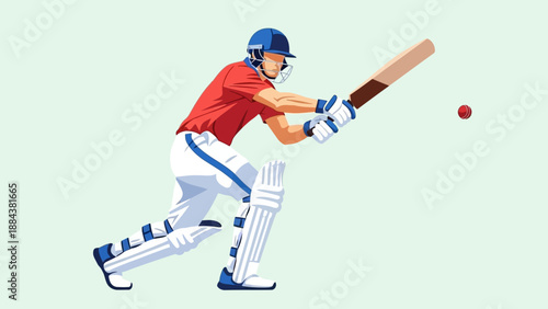 Cricket player in action hitting the ball with a bat.