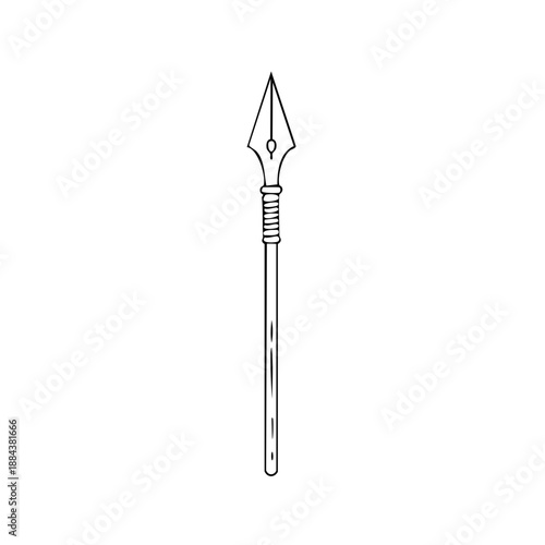 Elegant Hand-Drawn Spear Illustration Sharp Weapon Decorative Element