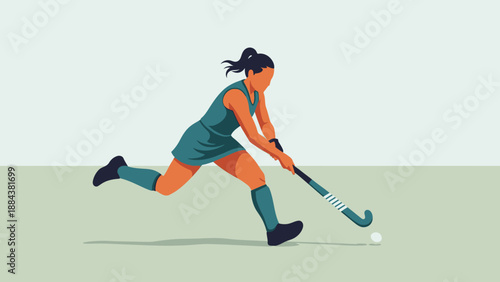 Female Field Hockey Player in Action on the Pitch.