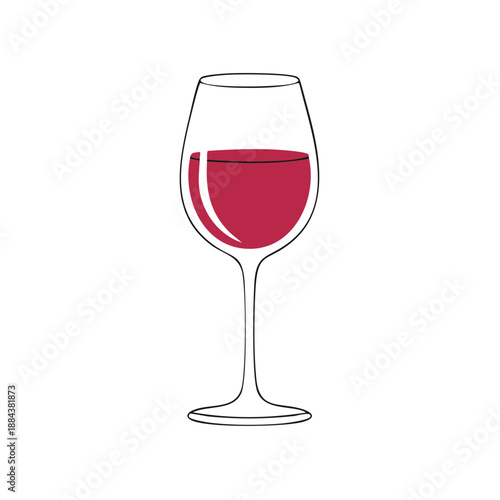 Elegant Wine Glass with Red Wine: Stylish Minimalist Vector Illustration