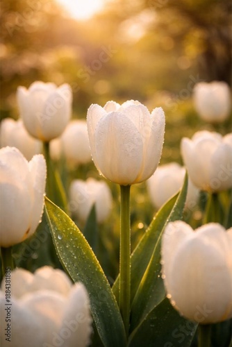 Elegant bouquet of tulips in soft spring light
