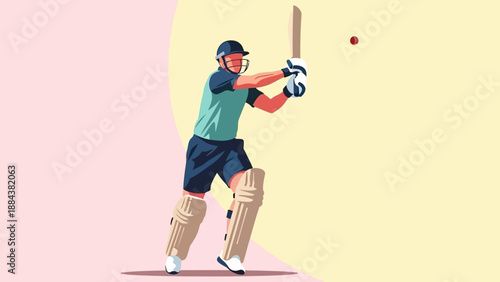 Cricket player hitting the ball with a bat in a dynamic pose.