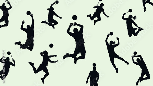 Silhouettes of Basketball Players in Action.