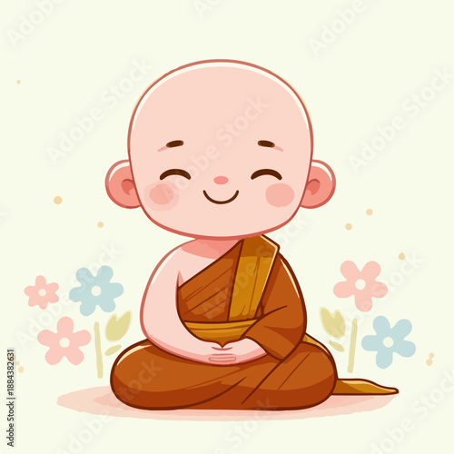 Cute cartoon monk vector illustration