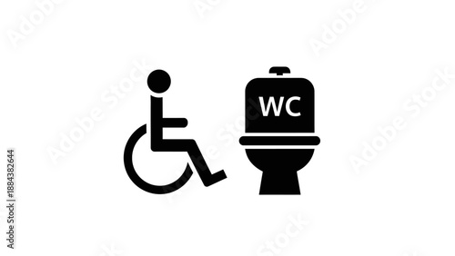 Accessible toilet sign for disabled people.