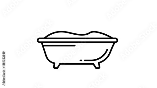Black line drawing of a bathtub.