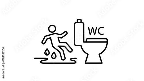 Man rushing to use the toilet.