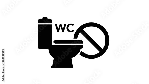 No Toilet Sign Symbol Icon Black.