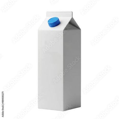 Milk carton with blue cap isolated on transparent background