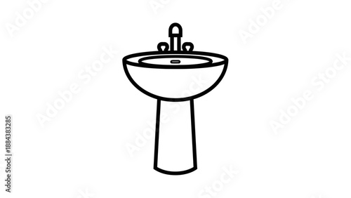 Pedestal sink with faucet.