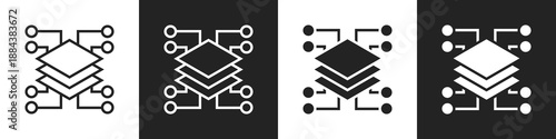 Stack Line And Solid Icon In White And Black Background