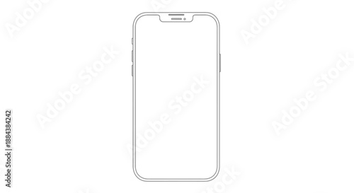 A sleek smartphone illustration viewed from the front with a clean white screen and minimalist design