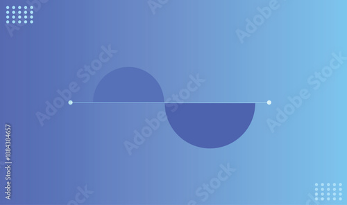 Minimalist Blue Geometric Abstract Background – Overlapping Half Circles with Horizon Line Modern Gradient Vector, vector illustration