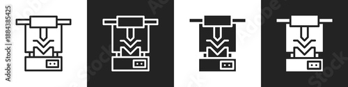 Metal Forming Line And Solid Icon In White And Black Background