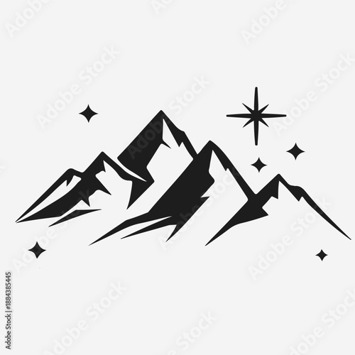 Winter mountains travel logo sketch illustration vector