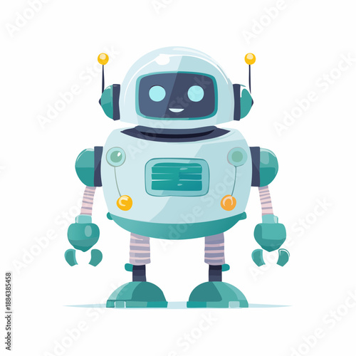 Cartoon Robot Character with Mechanical Body.