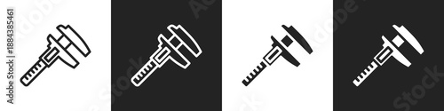 Caliper Line And Solid Icon In White And Black Background