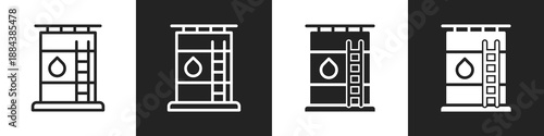 Tank Line And Solid Icon In White And Black Background