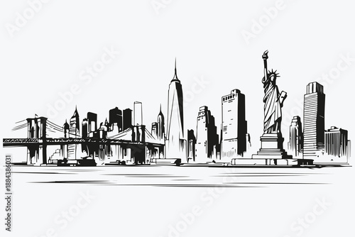 NewYork city view sketch illustration vector