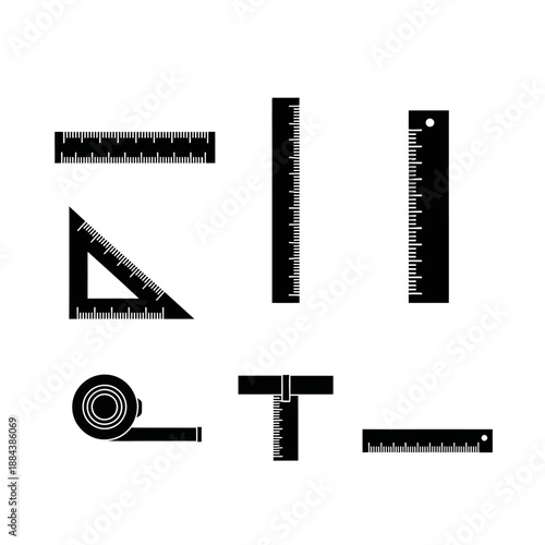 Rulers and measuring tools collection.