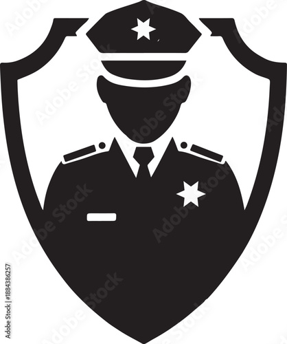 Security Guard Vector Symbol - Protection and Safety Badge -police, officer, shield, security, law, enforcement, cop, badge, silhouette, vector, protection, guard, symbol, icon, illustration, safety, 