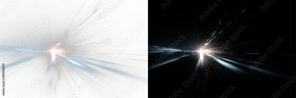 Fototapeta premium Abstract blue neon and golden yellow light rays, speed motion effect burst PNG, transparent energy flash