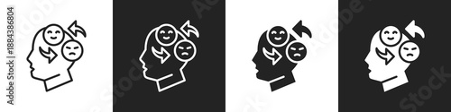 Bipolar Disorder Line And Solid Icon In White And Black Background