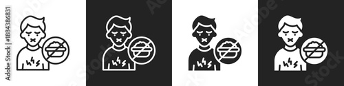 Anorexia Line And Solid Icon In White And Black Background