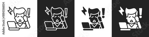 Panic Attack Line And Solid Icon In White And Black Background
