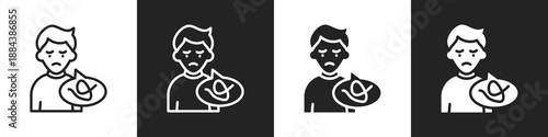 Schizophrenia Line And Solid Icon In White And Black Background