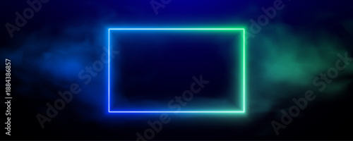 Glowing neon square frame with smooth gradient and futuristic look. Transparent background ideal for UI buttons and digital interfaces. Perfect PNG for tech, gaming, and web design projects.
