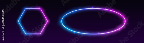 Neon glowing border frames with smooth gradient and futuristic style. Transparent PNG for UI buttons, interface elements, and web design. Perfect for gaming, tech, and digital projects.