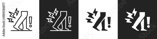 Cramp Line And Solid Icon In White And Black Background