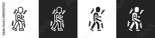 Parkinson Line And Solid Icon In White And Black Background