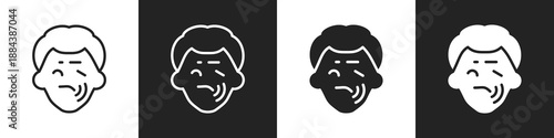 Stroke Line And Solid Icon In White And Black Background