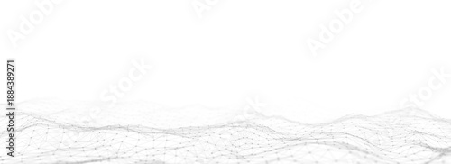 Wave with motion dots. Abstract digital background. Concept connection big data. Futuristic technology backdrop. 3D rendering.