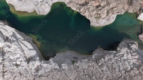 Aerial View of a Canyon with Turquoise Waters on Socotra Island, Yemen