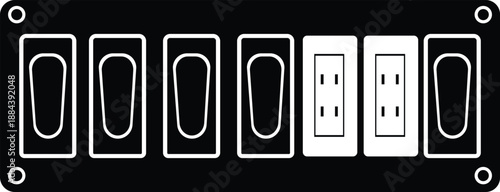 Electrical wall socket outlet panel with switches vector illustration