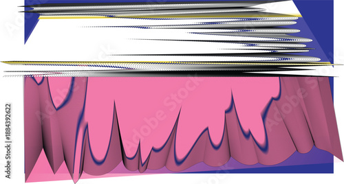 Abstract layered melting shapes in blue, white, and pink, forming a modern artistic background