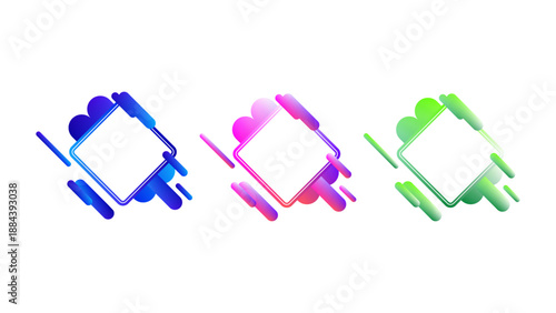 set of rhombus element designs with different color