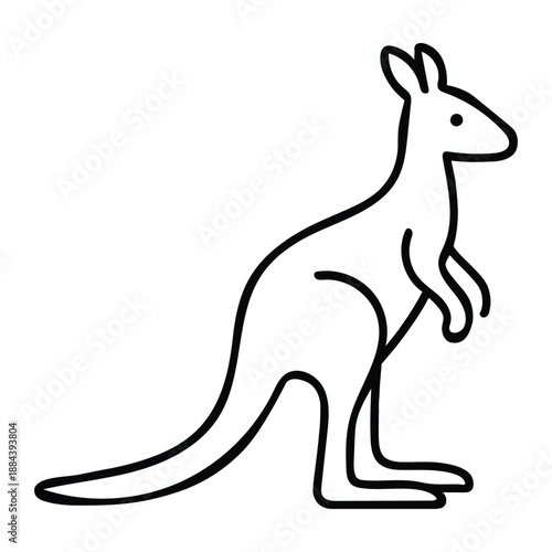 Kangaroo Outline Vector Icon for Australian Wildlife and Nature Design