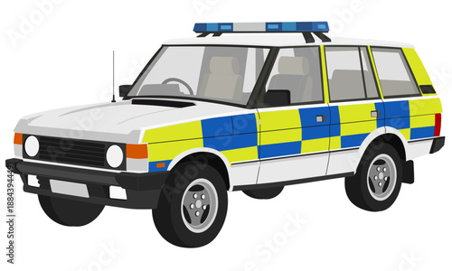 Vintage Police SUV Vector Illustration