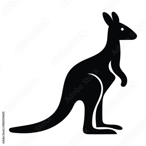 Kangaroo Silhouette Vector Icon for Australian Wildlife and Nature Design