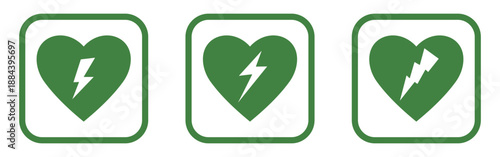 AED love heart care and lifesaving awareness vector illustration.