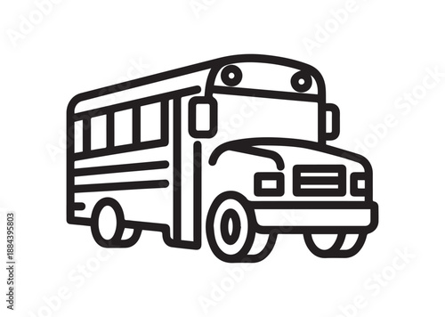 School bus Line Art Icon, Outline Stock Vector Illustration